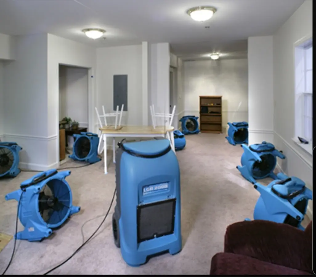 Air movers and dehumidifier setup for Water Extraction & Removal in Suamico